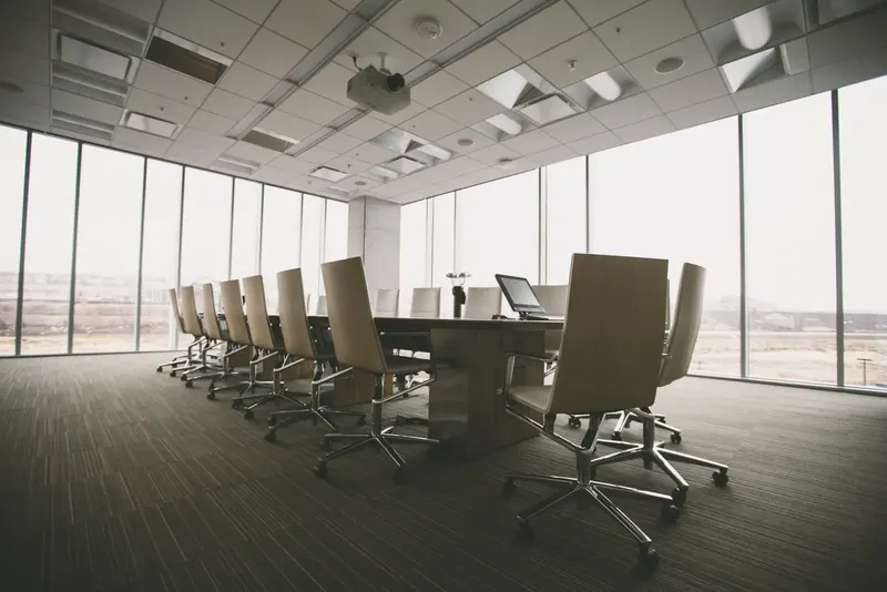 Boardroom with floor to ceiling windows in Dubai